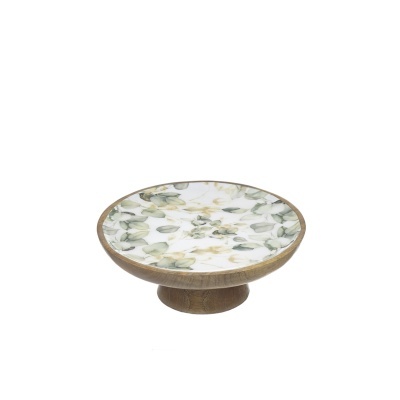 PRATO MADEIRA COM PÉ EUCALIPTOS 30x30x10 CM