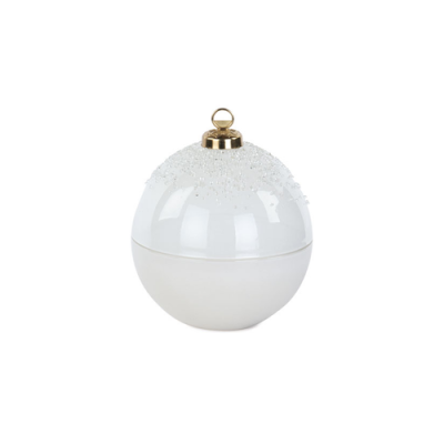 VELA BOLA DE NATAL BRANCA 10 CM
