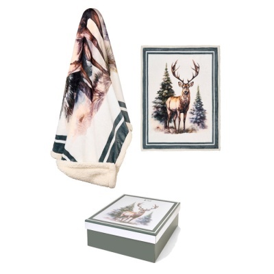 MANTA COM CAIXA BOSQUE ENCANTADO 130X160 CM