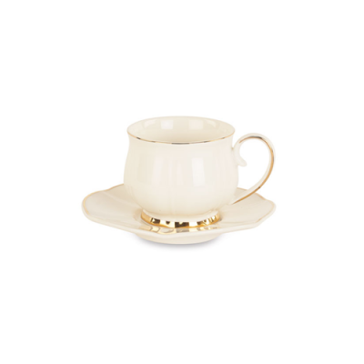 CONJUNTO DE 6 CHÁVENAS DE CAFE E PRATO COM FIO DOURADO