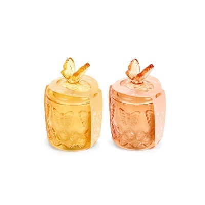 VELA PERFUMADA EM VIDRO COM TAMPA BORBOLETA 12CM (SORTIDO)