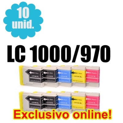 Conjunto 10 Tinteiros Compatíveis Brother LC970 / LC1000