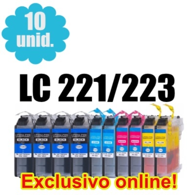 Conjunto 10 Tinteiros Compatíveis Brother LC221 / LC223