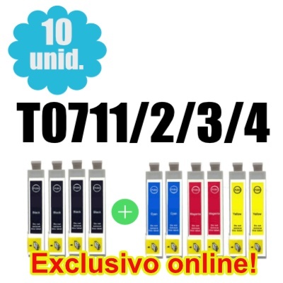 Conjunto de 10 Tinteiros Compatíveis Epson T0715 / T0895