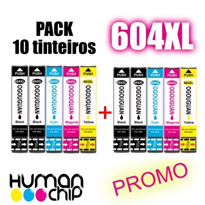 Conjunto 10 Tinteiros Epson 604 XL Compatíveis