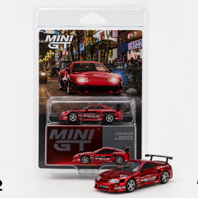 MINI GT TOYOTA SUPRA (A80) TOP SECRET GT-300 TOP SECRET RED CHROME MGT01132-BL