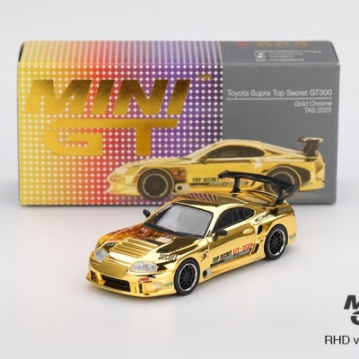 MINI GT TOYOTA SUPRA (JZA80) TOP SECRET GT300 GOLD CHROME TAS 2025 EXCLUSIVE MGT00883-R