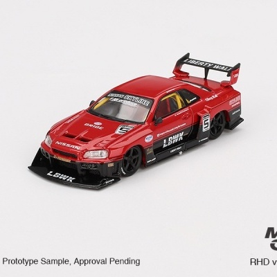 MINI GT NISSAN LB-ER34 SUPER SILHOUETTE SKYLINE RED/BLACK MGT00843-R