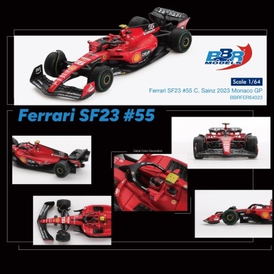 MINI GT FERRARI SF23 #55 C. SAINZ MONACO GP 2023 BBRFER64023