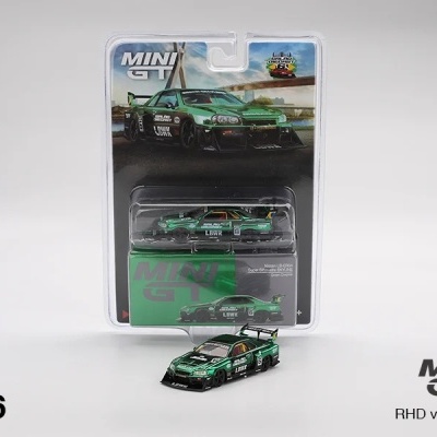 MINI GT NISSAN LB-ER34 SUPER SILHOUETTE SKYLINE GREEN CHROME 2025 SALAO DIECAST BRAZIL MGT01016-BL