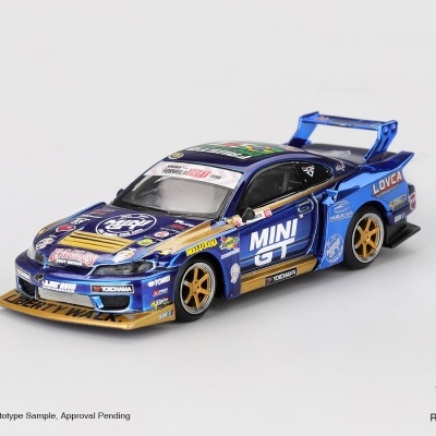 MINI GT NISSAN SILVIA S15 LB-SUPER SILHOUETTE #555 TEAM MINI GT LIBERTY WALK FORMULA DRIFT 2025 MGT01157-R