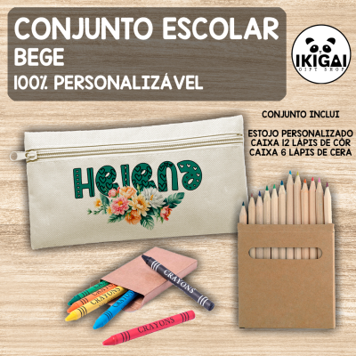 Conjunto Escolar Personalizado - Bege