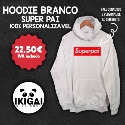 Hoodie Branco Personalizado - Superpai