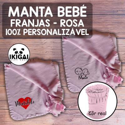Manta Bebé Franjas - Rosa