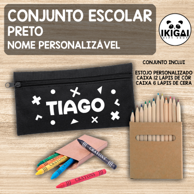 Conjunto Escolar Personalizado - Preto
