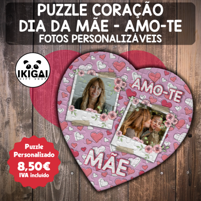 Puzzle Coração Dia da Mãe - Amo-te