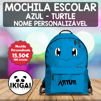 Mochila Escolar Azul - Turtle