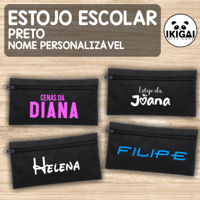 Estojo Escolar Personalizado - Preto
