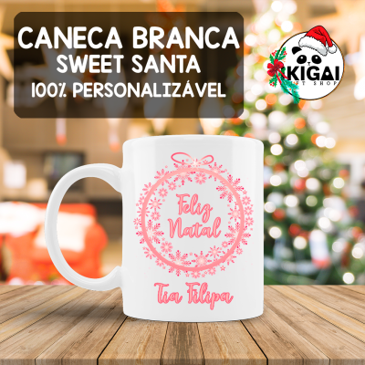 Caneca Branca Personalizada - Sweet Santa