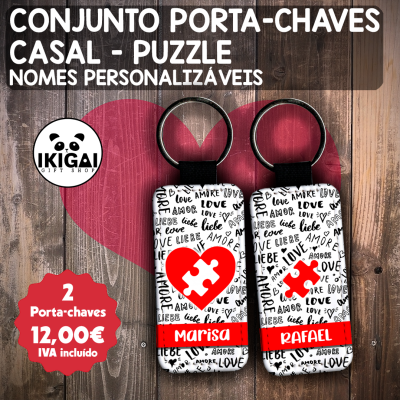 Conjunto Porta-chaves Casal - Puzzle Personalizado