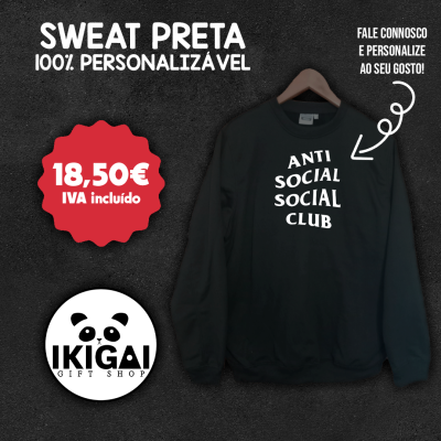 Sweat Preta Personalizada