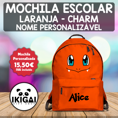 Mochila Escolar Laranja - Charm