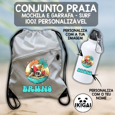 Conjunto Praia Mochila e Garrafa - Surf