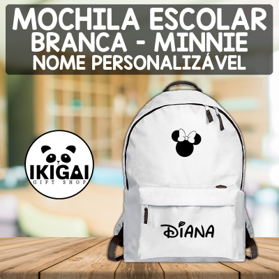 Mochila Escolar Branca - Minnie