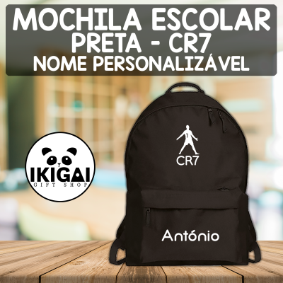 Mochila Escolar Preta - CR7