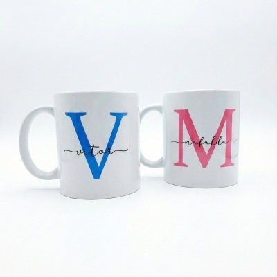 Caneca com nome rosa/azul