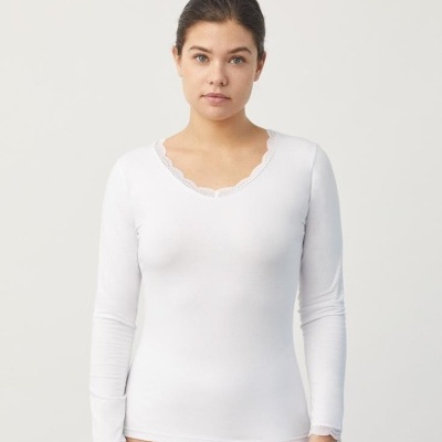 Camisola senhora decote renda e mangas - Ysabel Mora