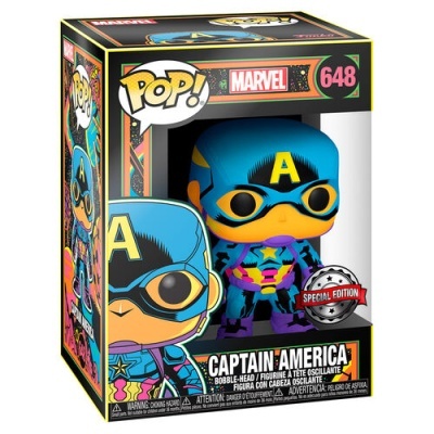 Figura POP #648 Marvel Captain America Black Light Exclusive