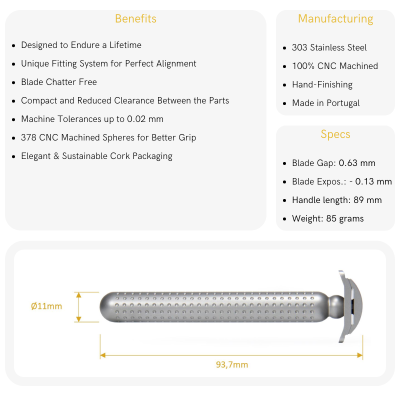 Tatara Masamune Razor Closed/Open Comb Stainless Steel Matte