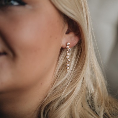 Eleonora Cascading Crystal Earrings 18K Gold Vermeil