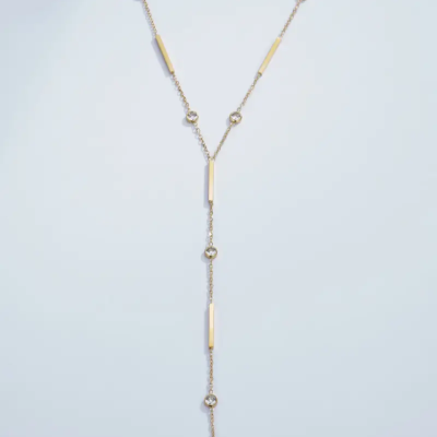 Rhinestone Y Necklace Stainless Steel