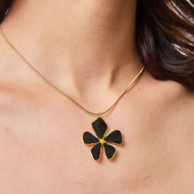 Solis Black Flower Gold in Stainless Steel