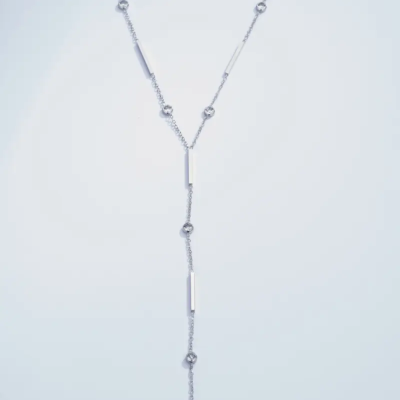 Rhinestone Y Necklace Stainless Steel