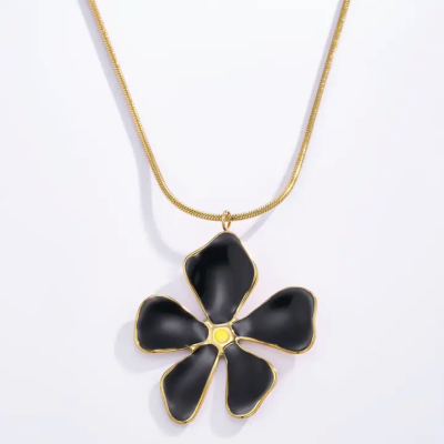 Solis Black Flower Gold in Stainless Steel