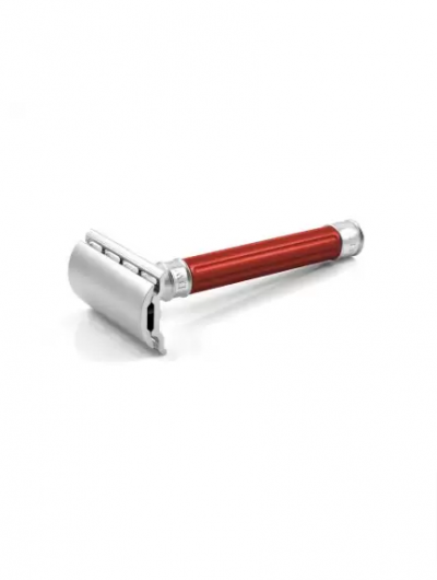 Edwin Jagger Double Edge Stainless Steel Safety Razor Grooved Anodised Red