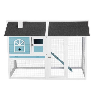 Jaula em Madeira "NATURA" C/ Recinto (Azul/Branca) - TX