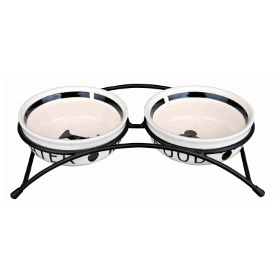 SUPORTE EM METAL COM 2 GAMELAS EM CERÂMICA