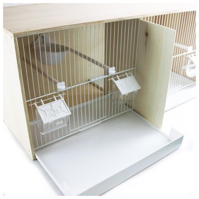 VIVEIRO DUPLO DE MADEIRA DE CHOUPO PARA CANÁRIOS