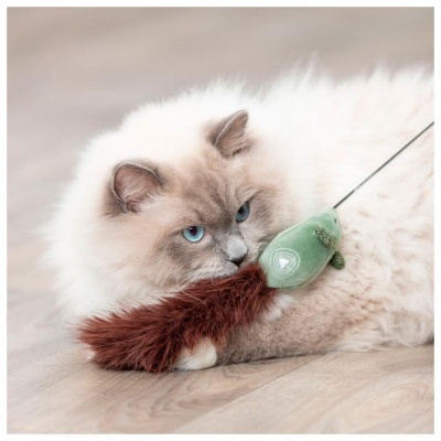 BASTÃO COM RATO EM PELÚCIA PARA GATOS