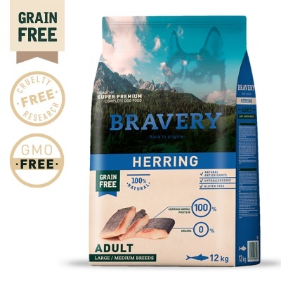 Bravery Cão Adulto Medium/Large - Herring (Arenque) (sem cereais)