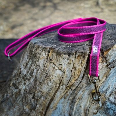 Trela "JULIUS-K9" Color & Gray Super-Grip (Rosa)