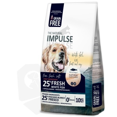 The Natural Impulse Cão Adulto - Peixe Branco (sem cereais)