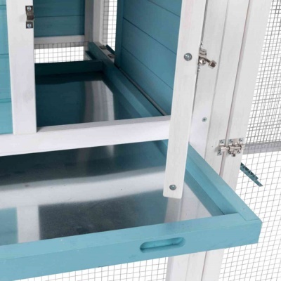 Jaula em Madeira "NATURA" C/ Recinto (Azul/Branca) - TX