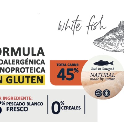 The Natural Impulse Cão Adulto - Peixe Branco (sem cereais)