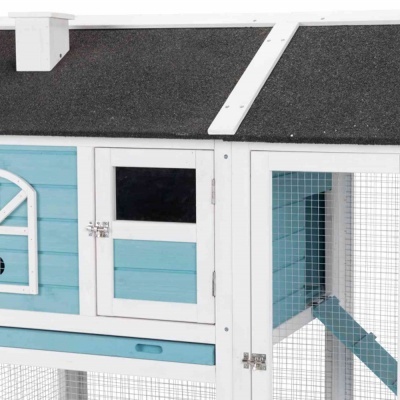 Jaula em Madeira "NATURA" C/ Recinto (Azul/Branca) - TX