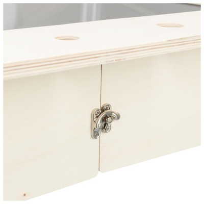 ALIMENTADOR EM MADEIRA COM GAMELAS E PORTA-FENO